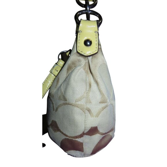 Coach 2012 Canvas & Leather Yellow Signature Demi Baguette Crossbody Hobo - Picture 3 of 11